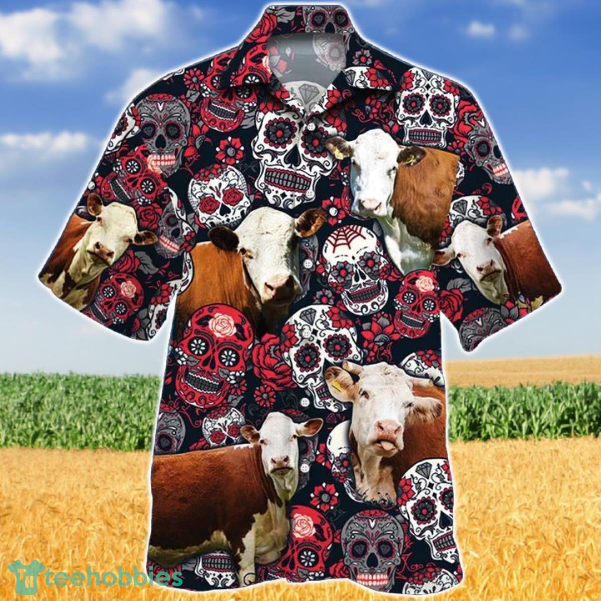 Hawaiian Shirts Men Skull Graphic Long Sleeve Tee Music Festival