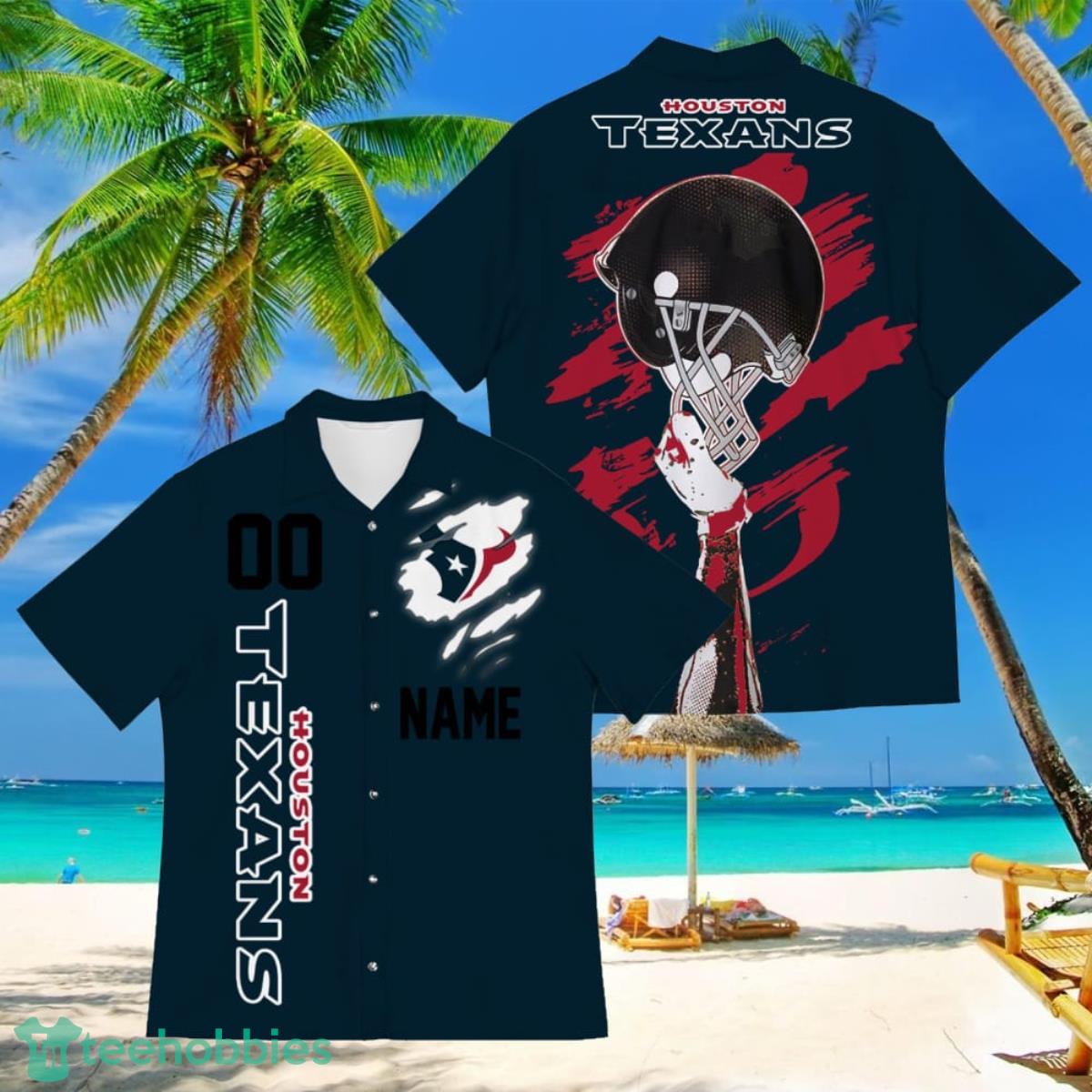 Houston Texans Sports American Football Hawaiian Shirt Custom Name & Number Product Photo 1