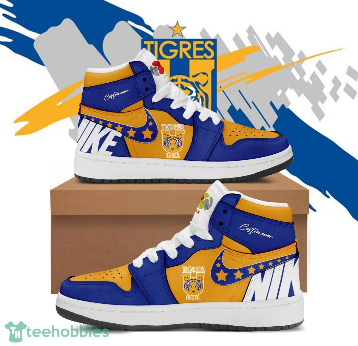 Liga MX UANL Tigres Air Jordan Hightop Shoes Custom Name Product Photo 1