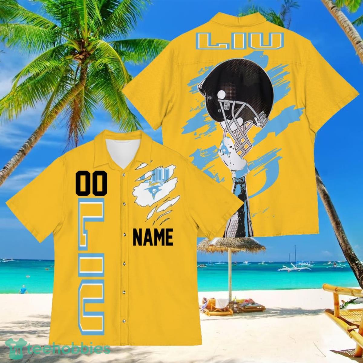 LIU Brooklyn Blackbirds Sports American Football Hawaiian Shirt Custom Name & Number Product Photo 1