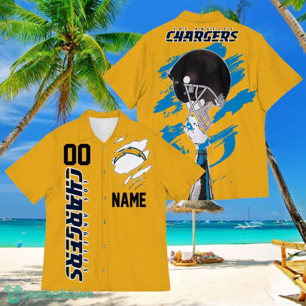 Los Angeles Chargers Sports American Football Hawaiian Shirt Custom Name & Number Product Photo 1