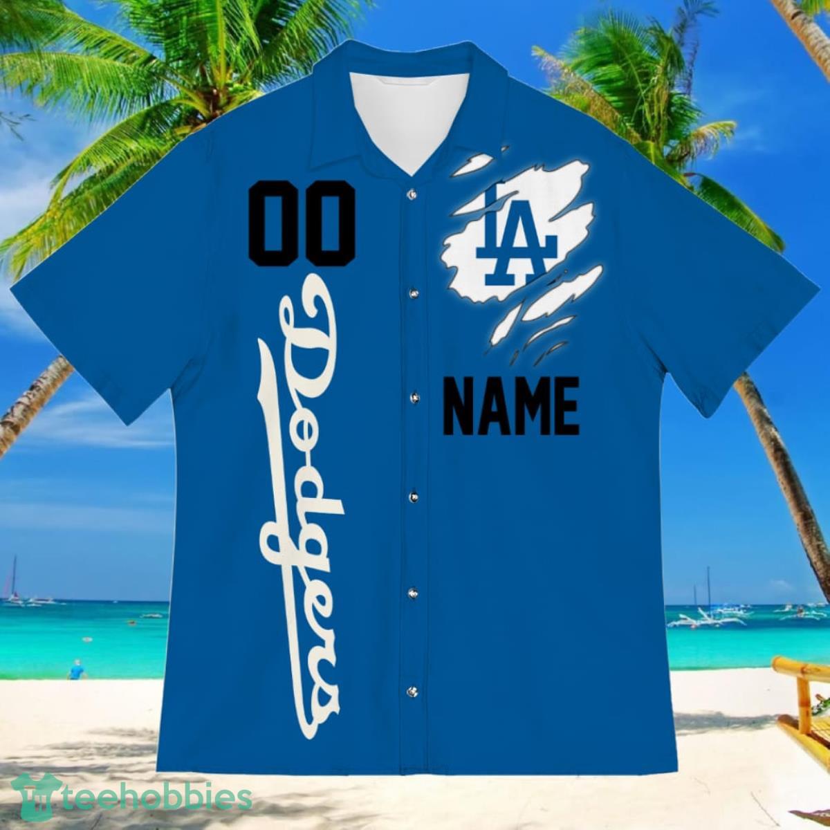 Los Angeles Dodgers Sports American Football Hawaiian Shirt Custom Name & Number Product Photo 2