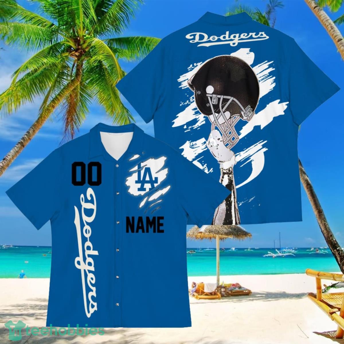Los Angeles Dodgers Sports American Football Hawaiian Shirt Custom Name & Number Product Photo 1