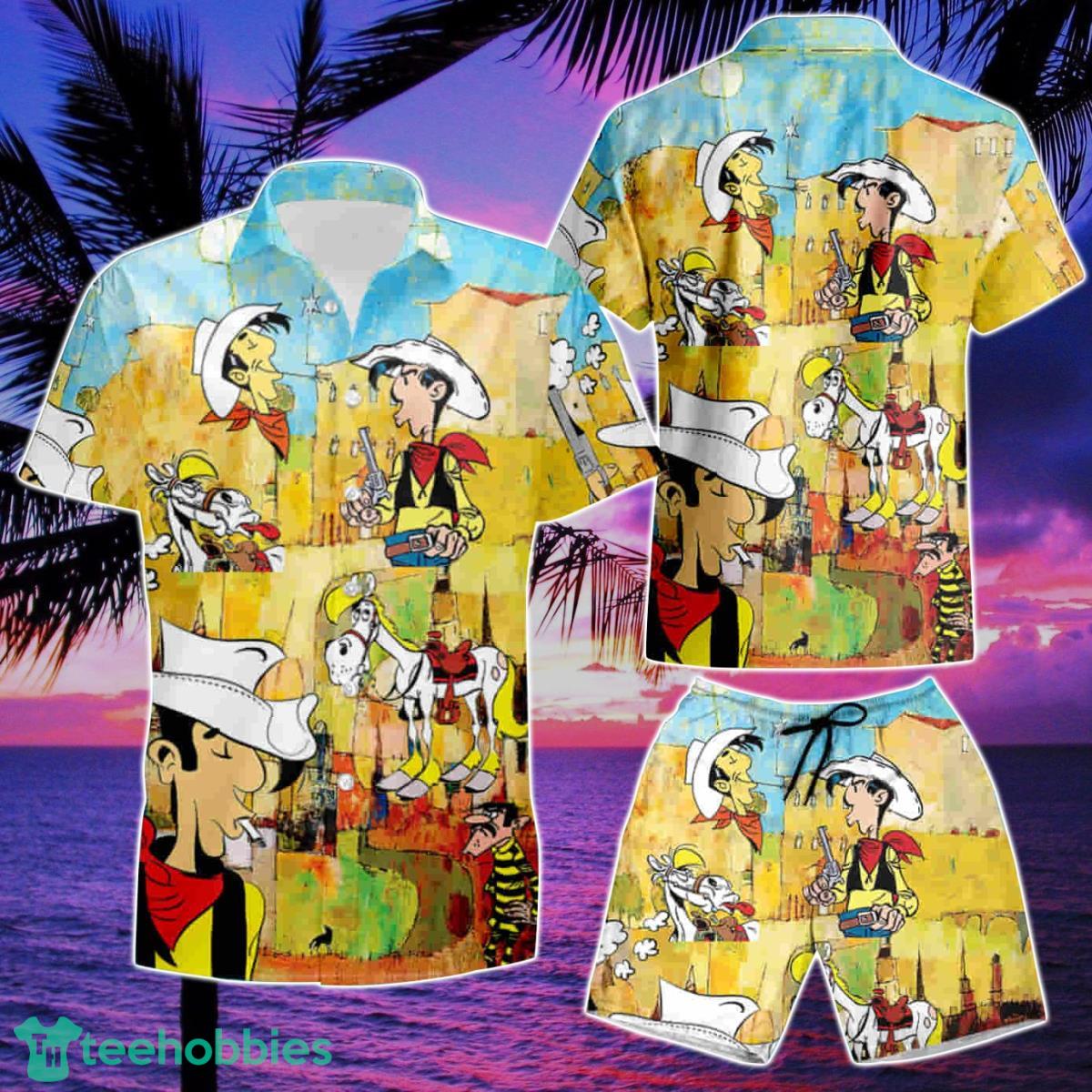 Lucky Luke Cowboy Summer Beach Hawaiian Shirt And Short Product Photo 2
