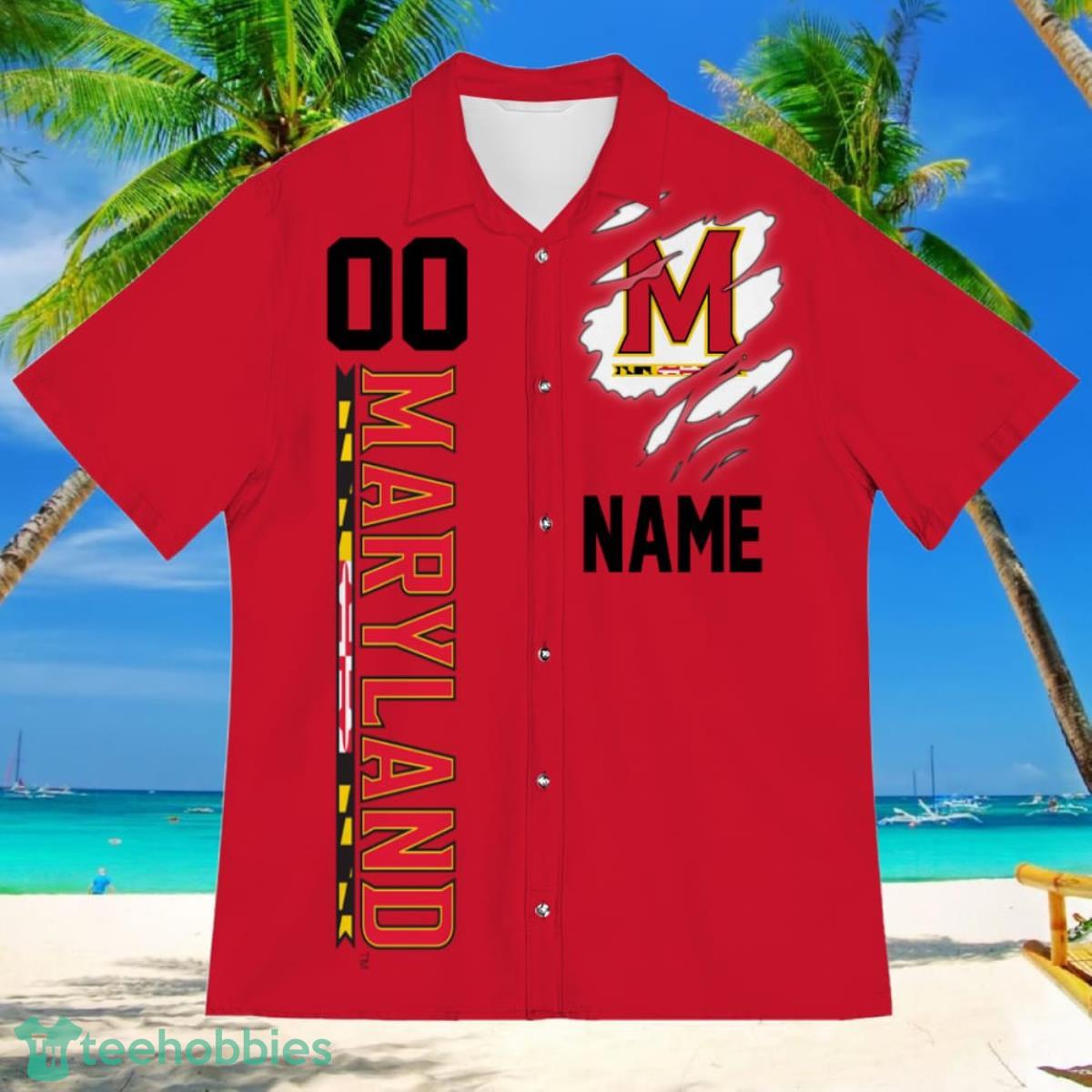 Maryland Terrapins Sports American Football Hawaiian Shirt Custom Name & Number Product Photo 2