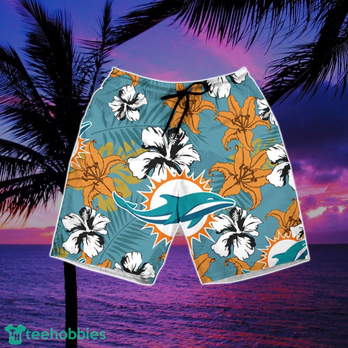 Miami Dolphins Hawaiian Top Mens Casual Button-down Top Summer Beach Tops