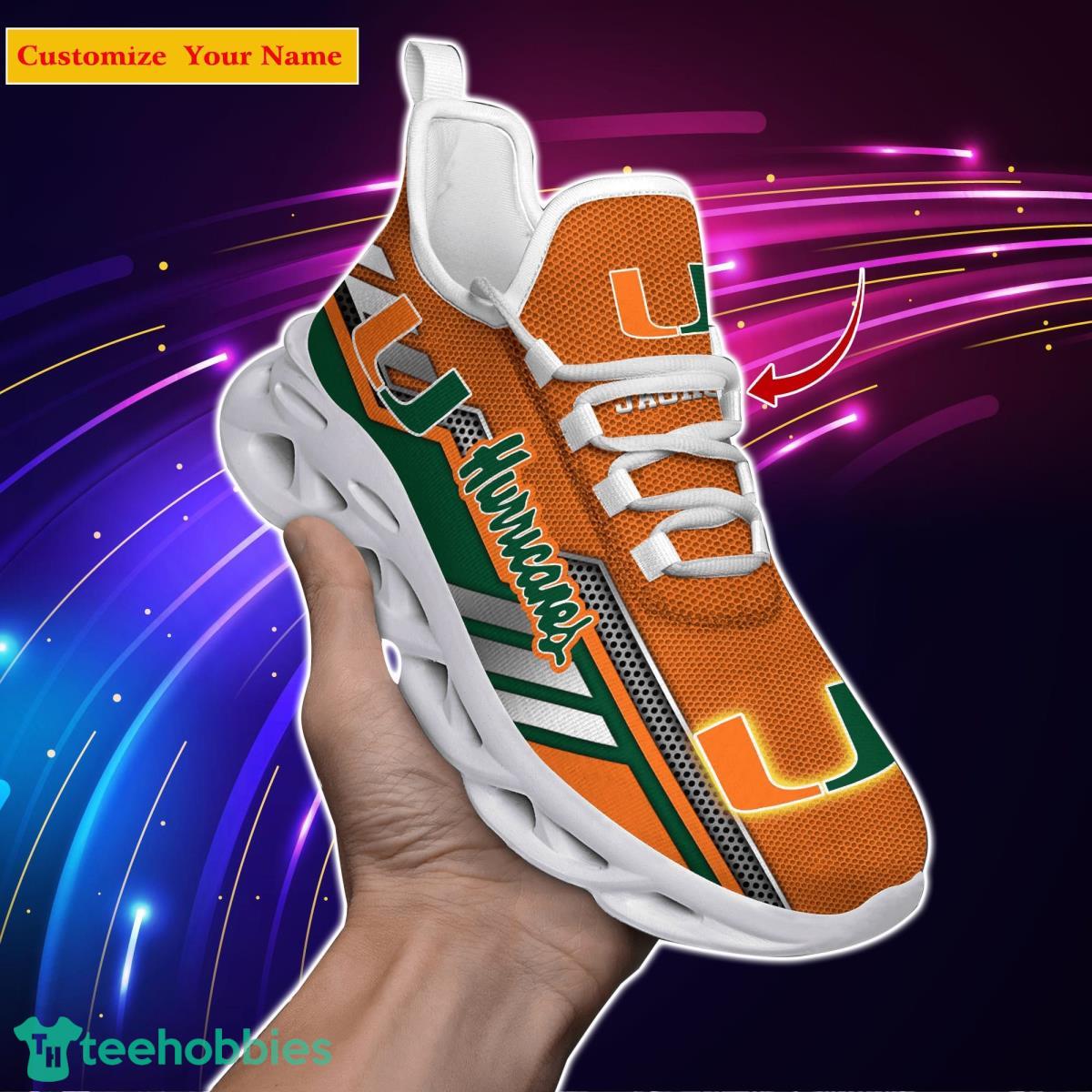 Miami Hurricanes NCAA1 Custom Name Max Soul Shoes Bet Gift For Men Women Fans Product Photo 1