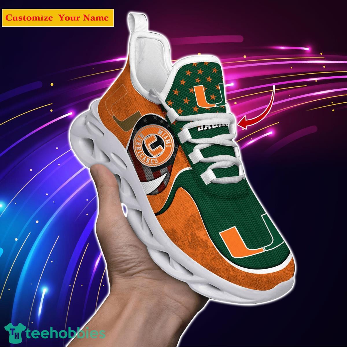 Miami Hurricanes NCAA1 Custom Name Max Soul Shoes Special Gift For Men Women Fans Product Photo 1