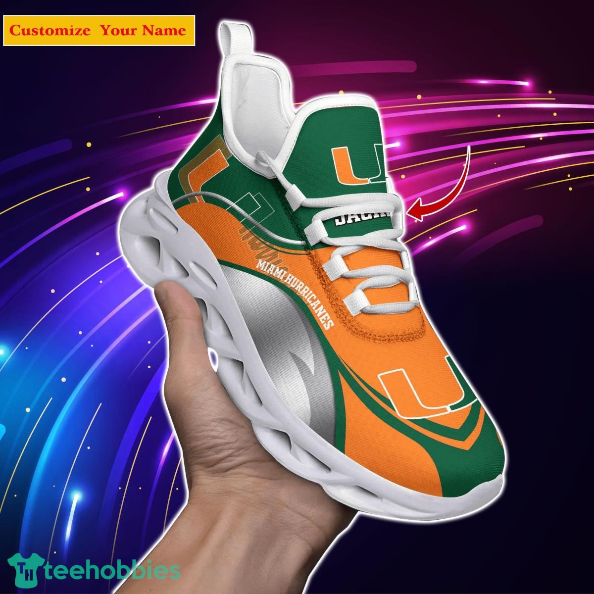 Miami Hurricanes NCAA1 Custom Name Max Soul Shoes Unique Gift For Men Women Fans Product Photo 1