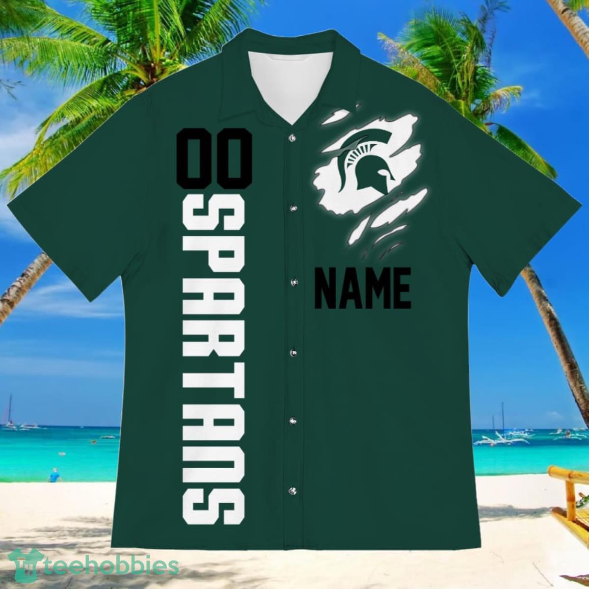 Michigan State Spartans Sports American Football Hawaiian Shirt Custom Name & Number Product Photo 2