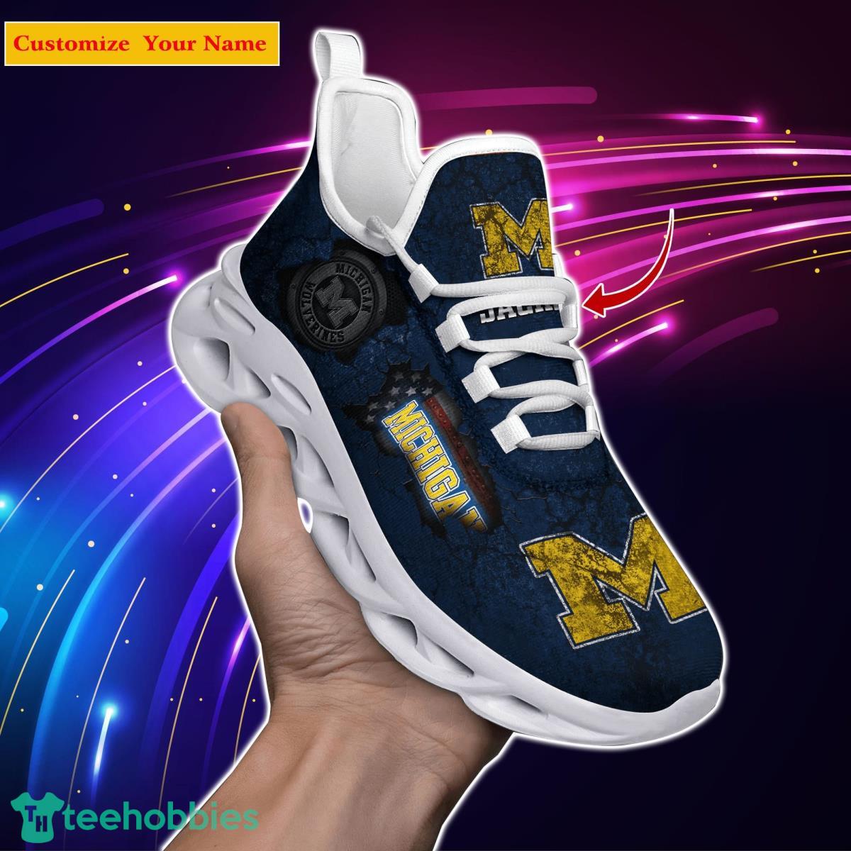 Michigan Wolverines NCAA2 Custom Name Max Soul Shoes Great Gift For Men Women Fans Product Photo 1