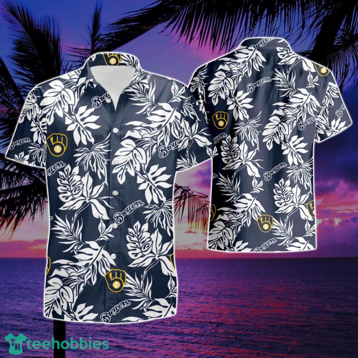Milwaukee Brewers Tropical Flower Short Sleeve Summer Beach Hawaiian Shirt And Short Product Photo 1