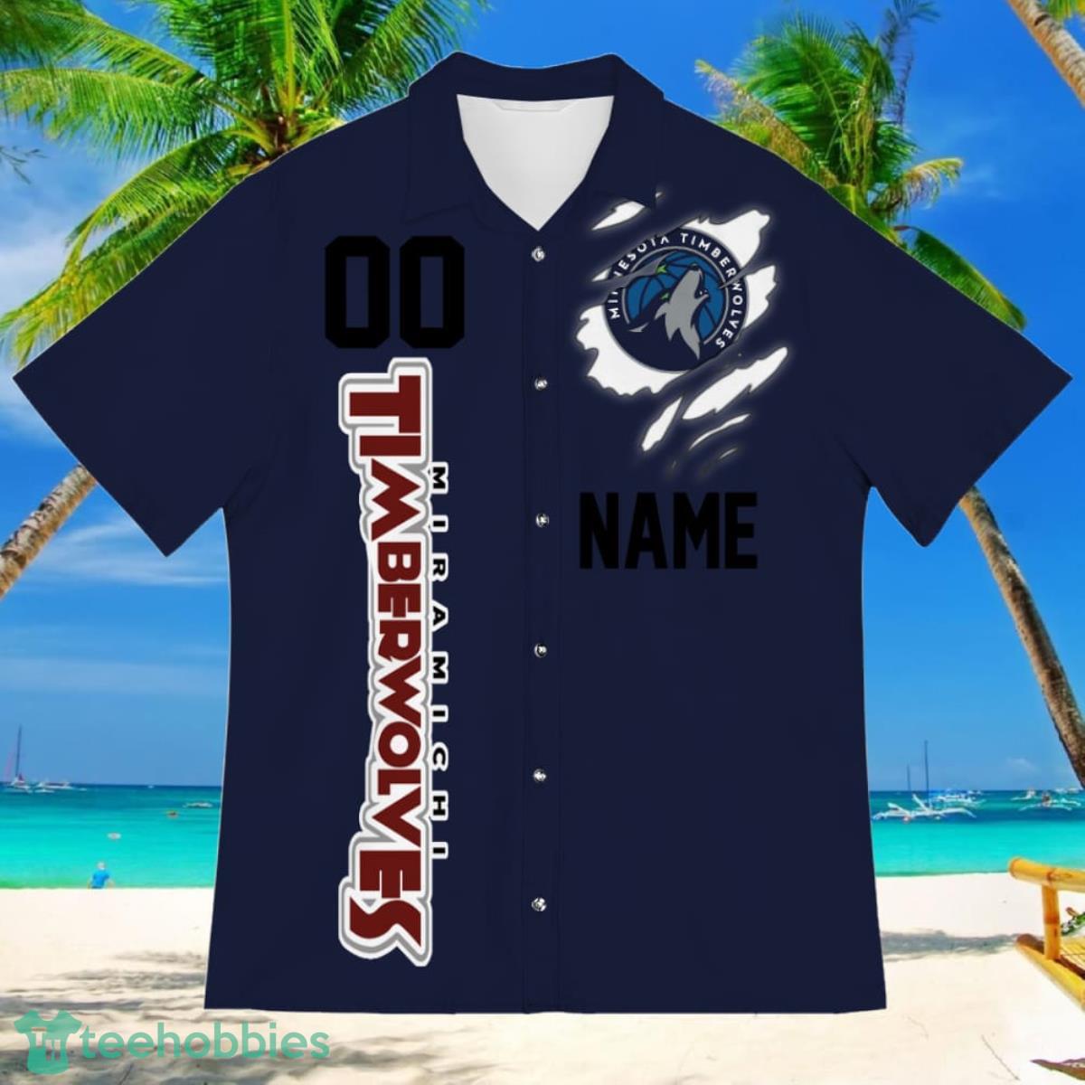 Minnesota Timberwolves Sports American Football Hawaiian Shirt Custom Name & Number Product Photo 2