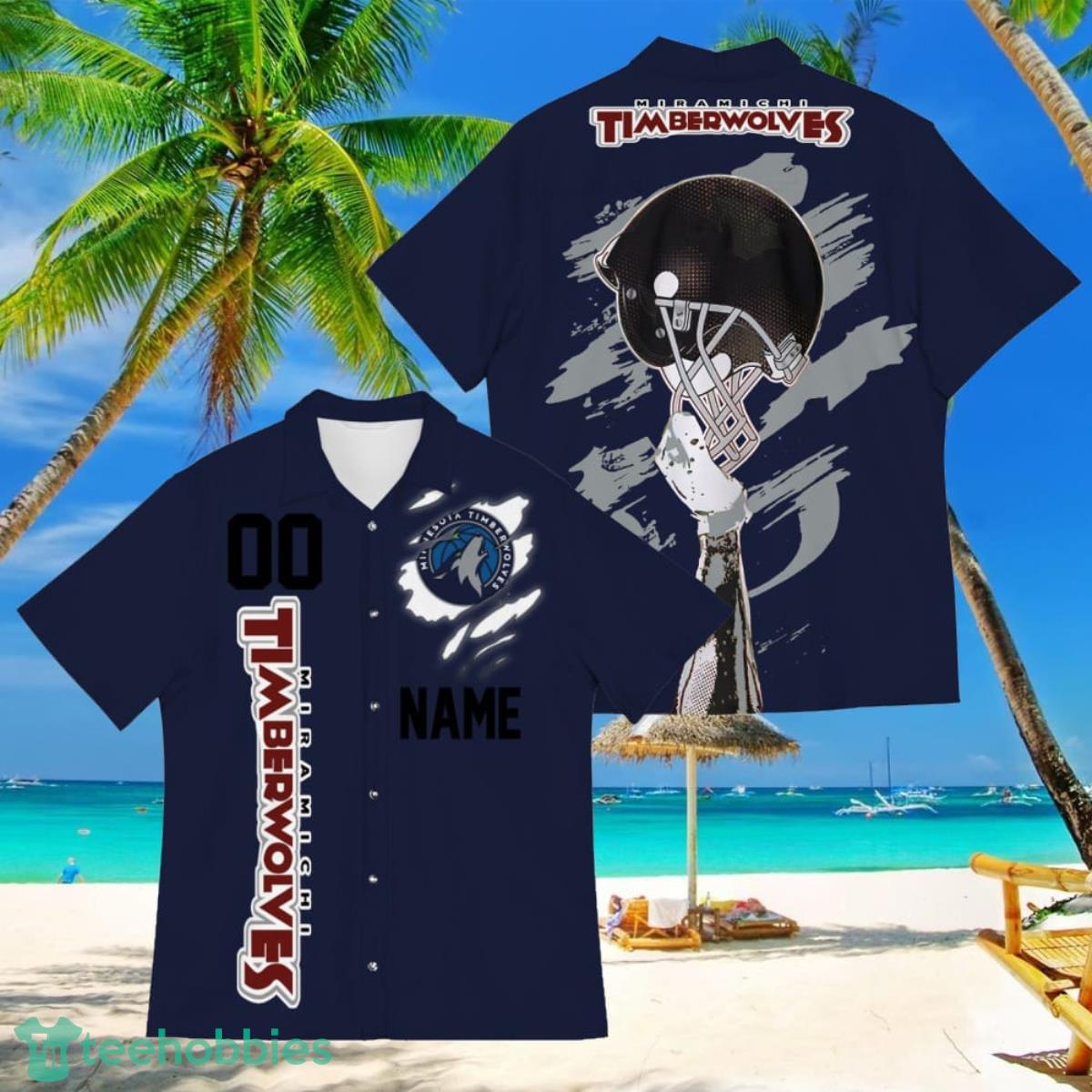 Minnesota Timberwolves Sports American Football Hawaiian Shirt Custom Name & Number Product Photo 1