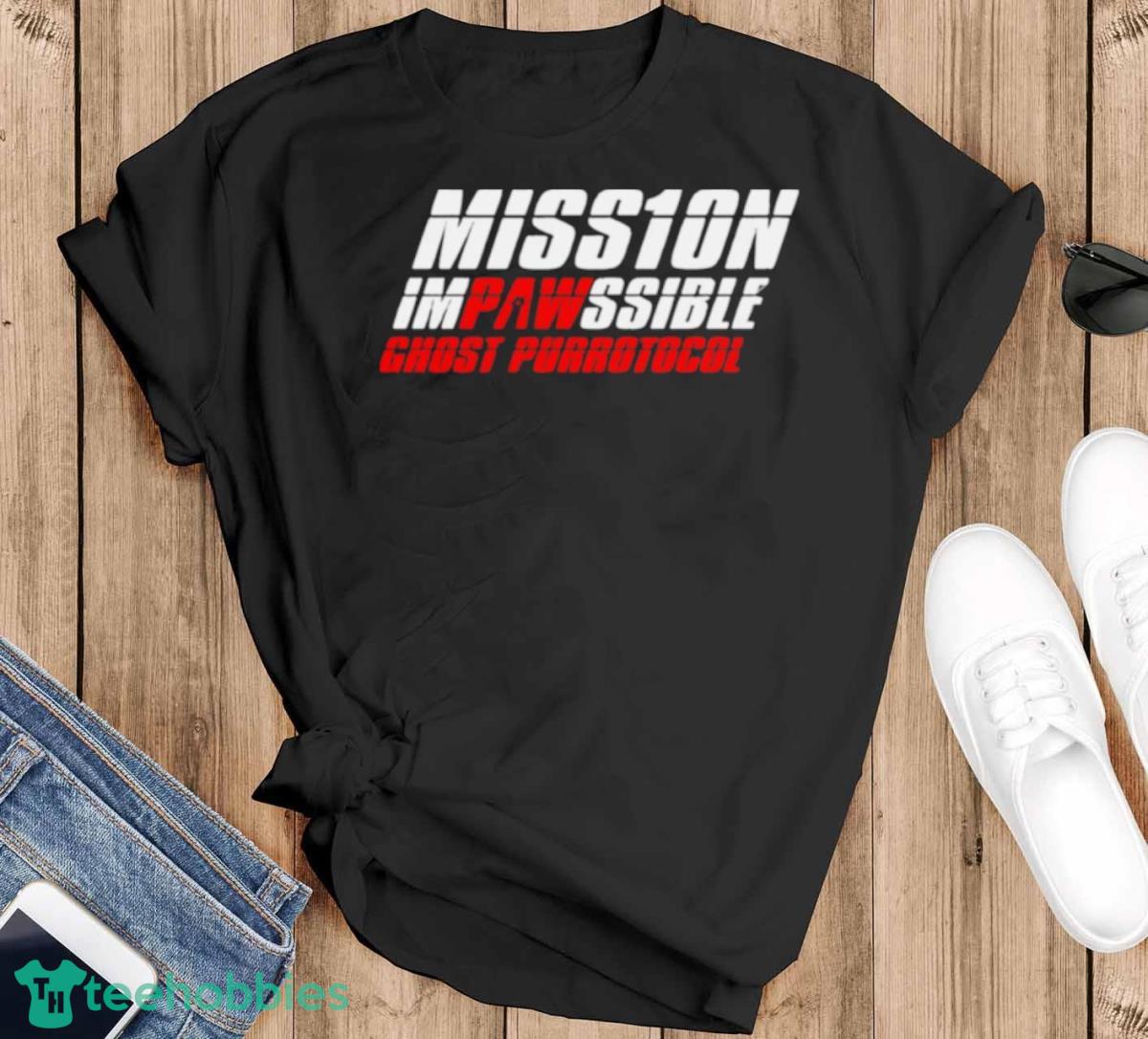 Mission Impawssible Text Only Shirt - Black T-Shirt