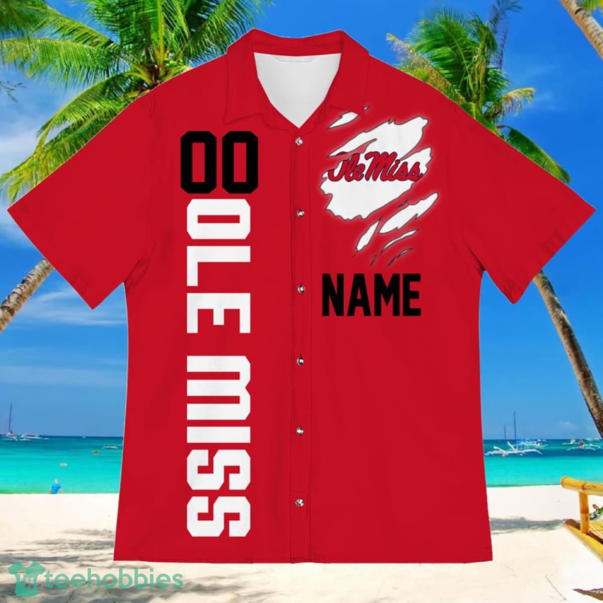 Mississippi Rebels Sports American Football Hawaiian Shirt Custom Name & Number Product Photo 2