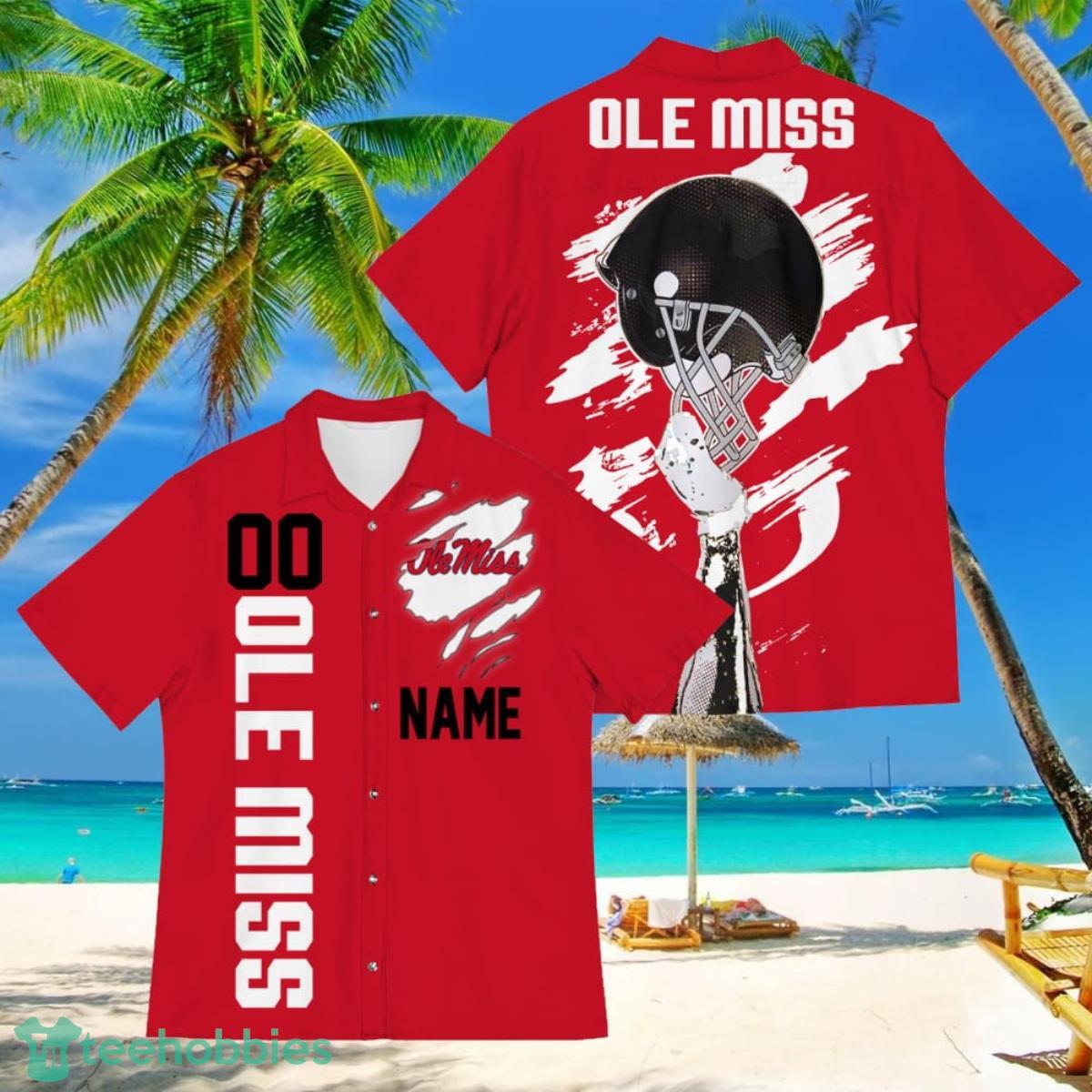 Mississippi Rebels Sports American Football Hawaiian Shirt Custom Name & Number Product Photo 1