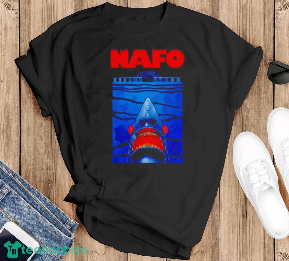 Nafo X Grandpa Yurko Shark Drone Shirt - Black T-Shirt