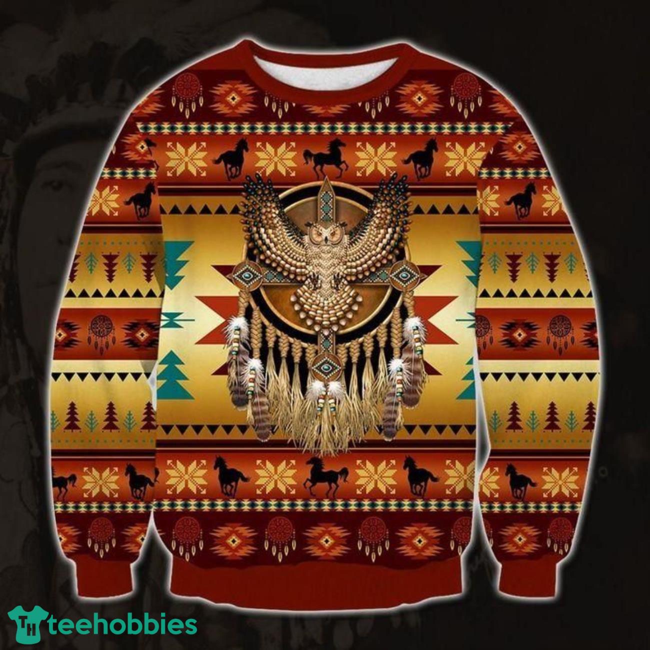 Native American Owl 3D Sweater Ugly Christmas Sweater For Men Women Product Photo 1