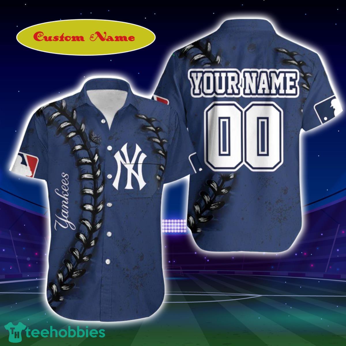 New York Yankees Baseball Sewing Pattern 3D Custom Name Hawaiian Shirt Best Gift For Men And Women Fans Product Photo 1
