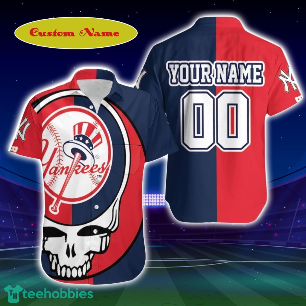 New York Yankees Grateful Dead Skull Bronx Bombers 3D Custom Name Hawaiian Shirt Best Gift For Men And Women Fans Product Photo 1