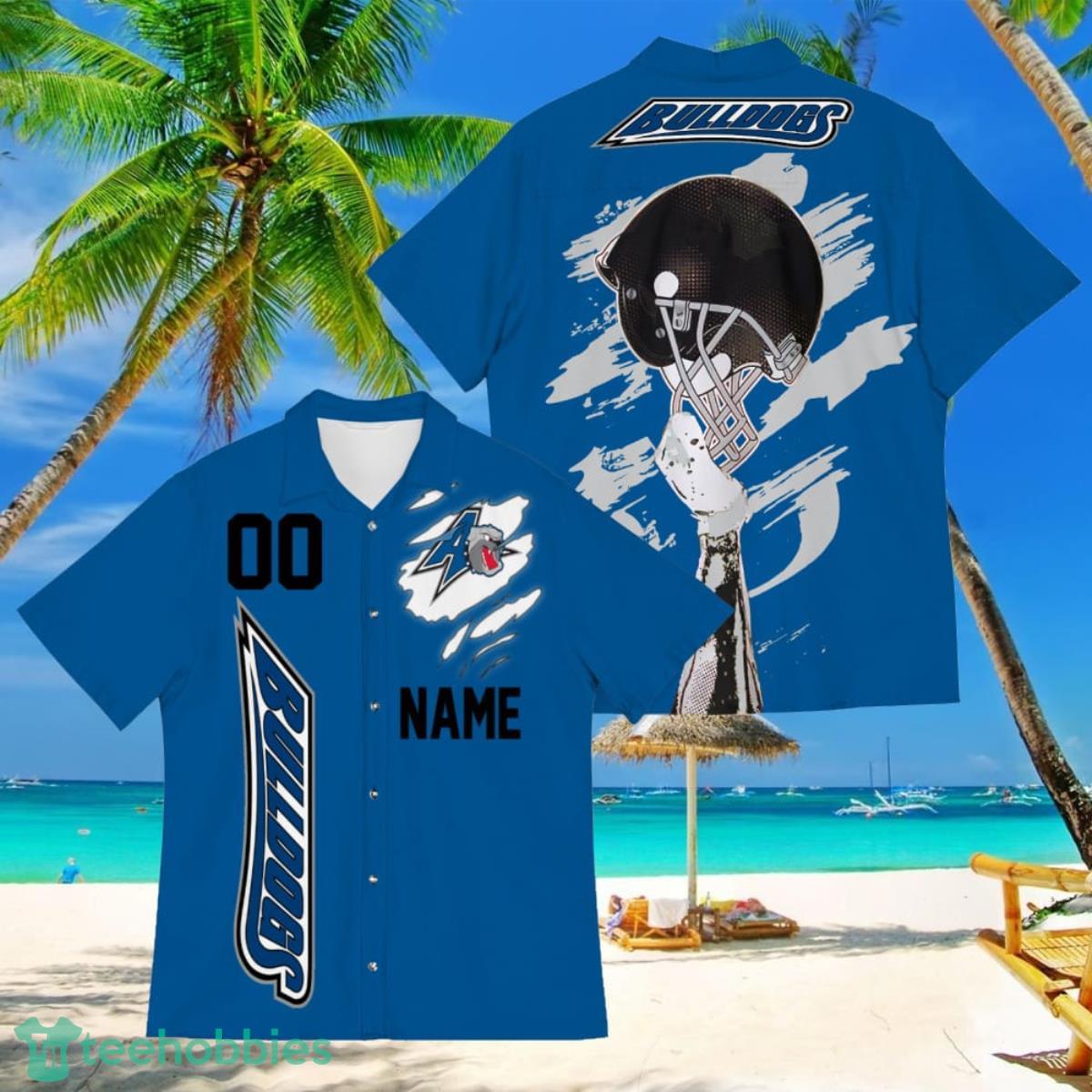North Carolina Asheville Bulldogs Sports American Football Hawaiian Shirt Custom Name & Number Product Photo 1