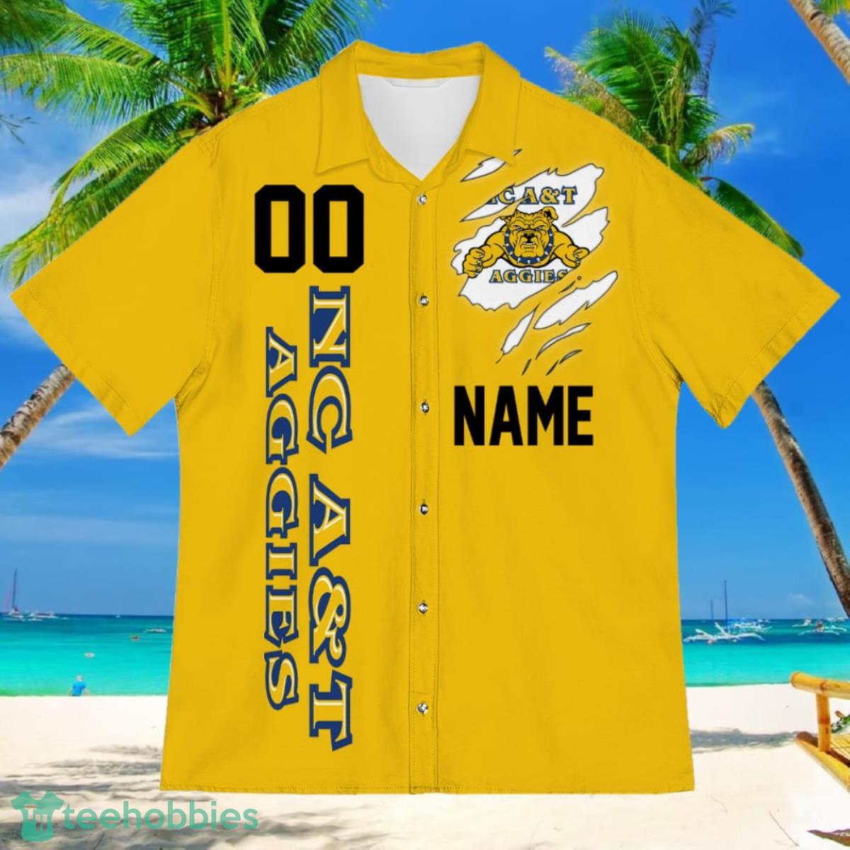 North Carolina AT Aggies Sports American Football Hawaiian Shirt Custom Name & Number Product Photo 2