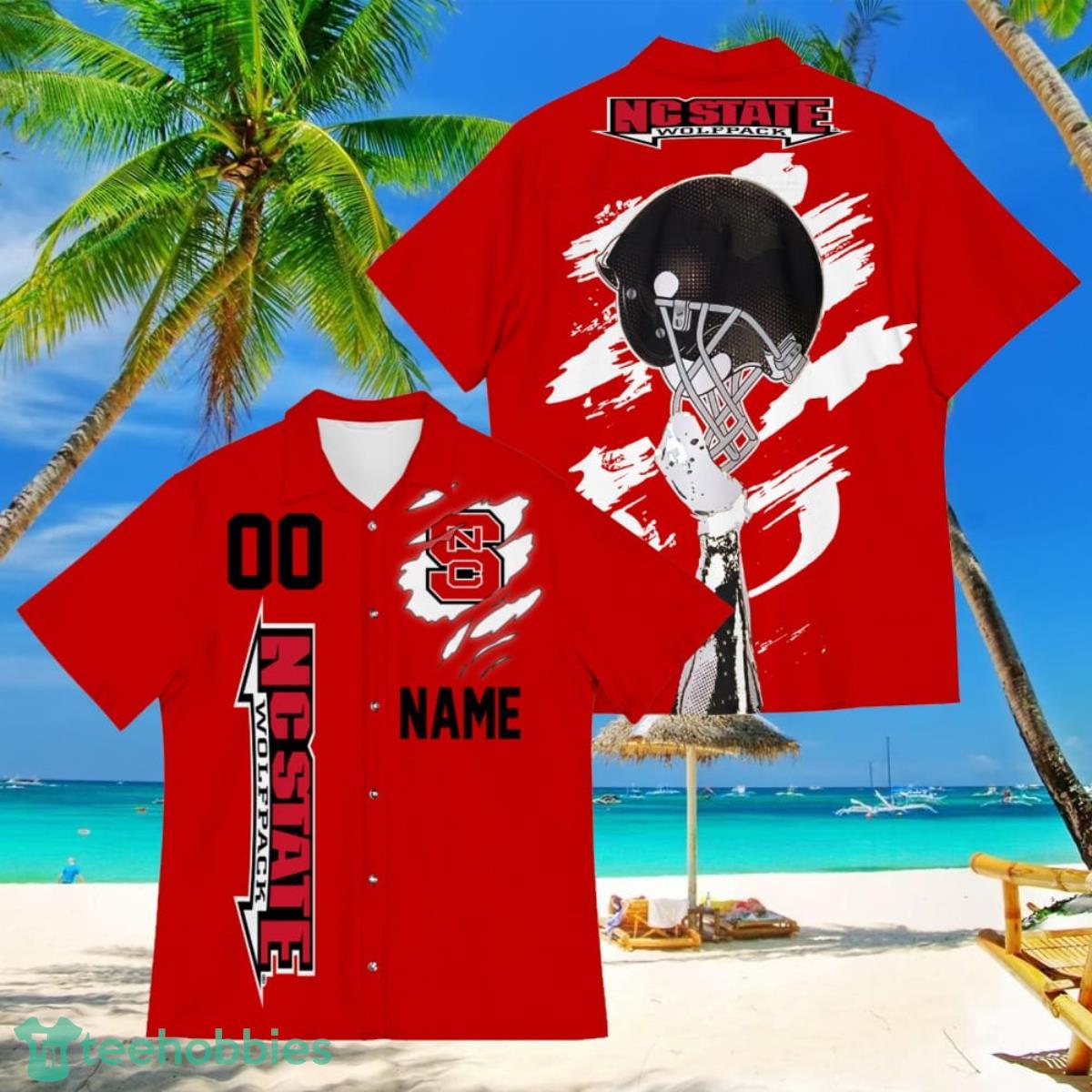 North Carolina State Wolfpack Sports American Football Hawaiian Shirt Custom Name & Number Product Photo 1