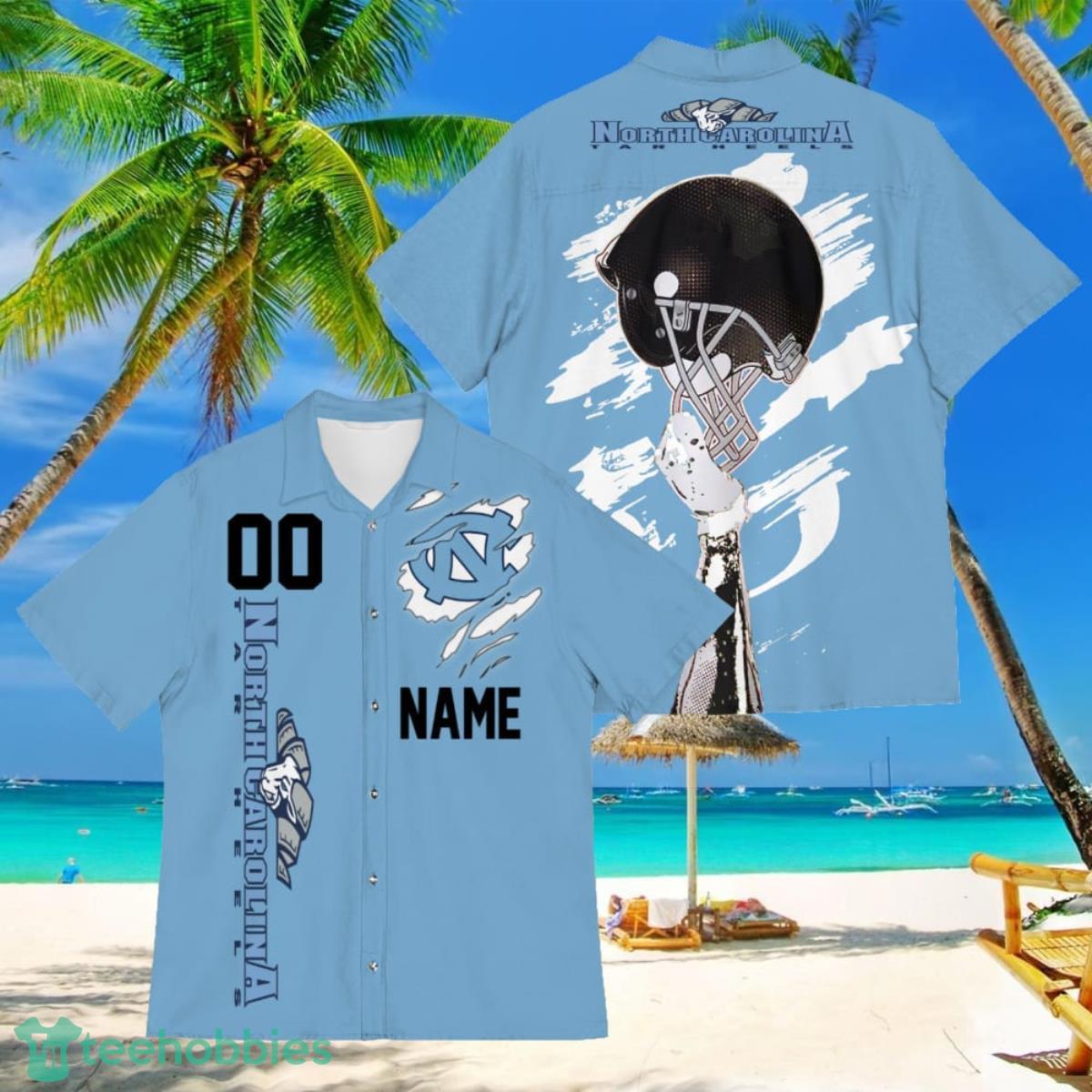 North Carolina Tar Heels Sports American Football Hawaiian Shirt Custom Name & Number Product Photo 1