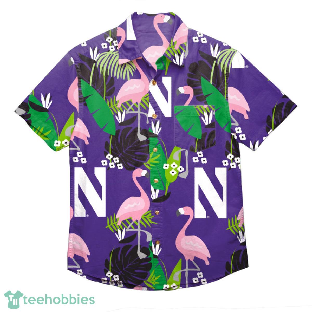 Northwestern Wildcats NCAA Floral Button Up Shirt Product Photo 1