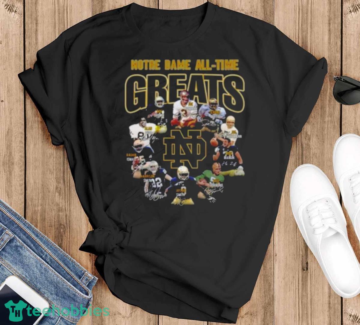 Notre Dame All Time Greats Notre Dame Fighting Irish 2023 Signatures Shirt - Black T-Shirt