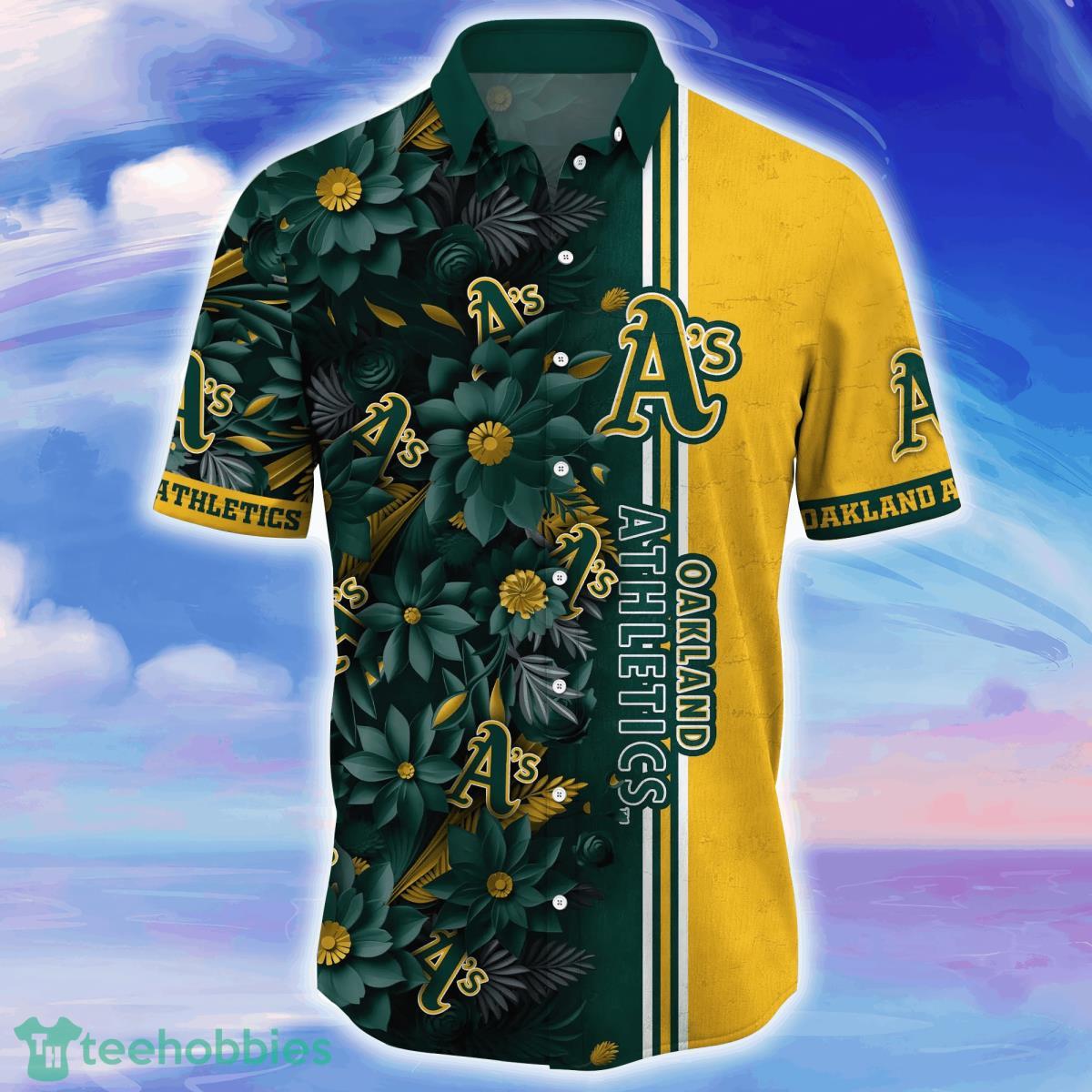 Oakland A's Sea Island Pattern Hawaiian Shirt And Shorts Summer