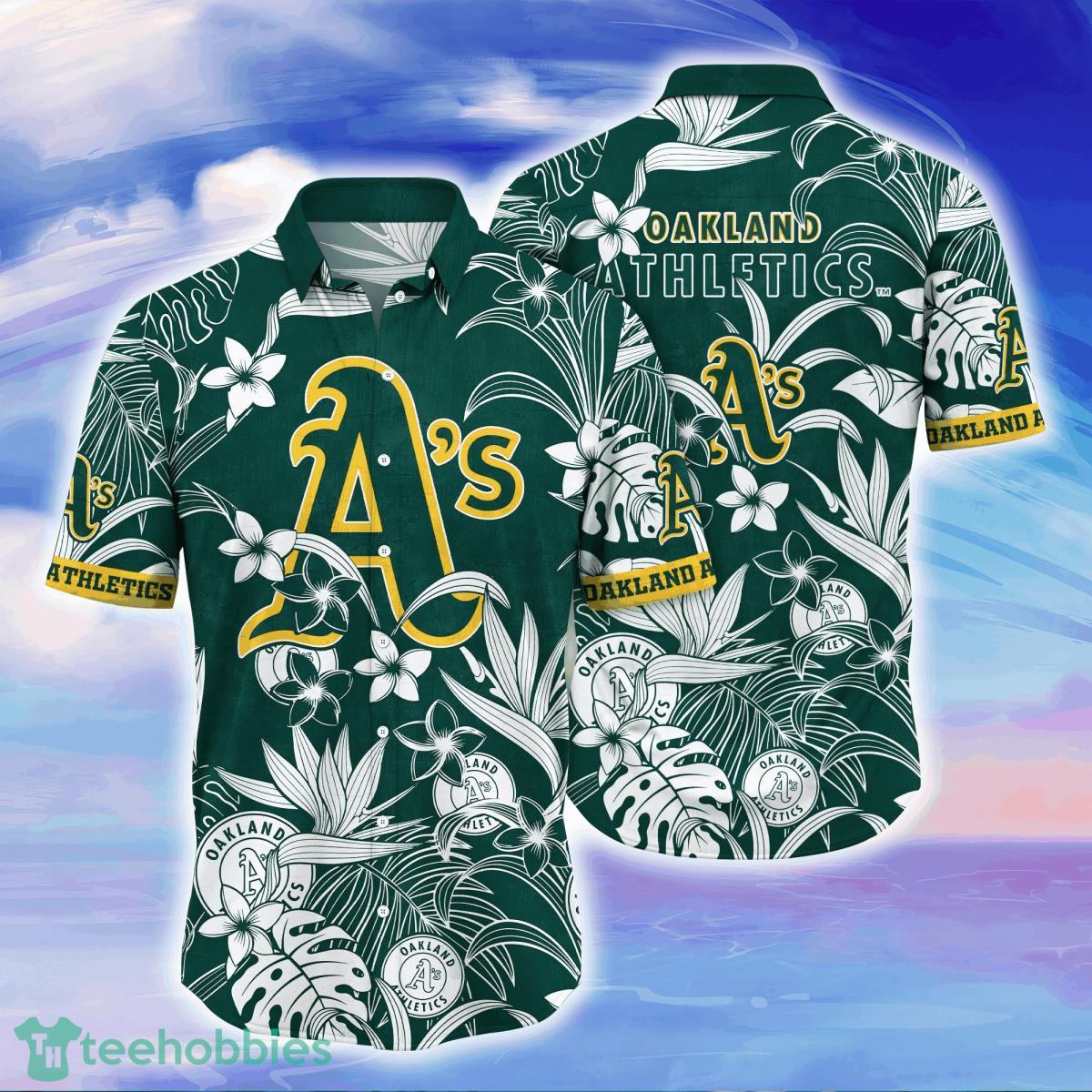 Oakland Athletics Palm Leaves Pattern Tropical Hawaiian Shirt And Shorts  Summer Gift For Fans