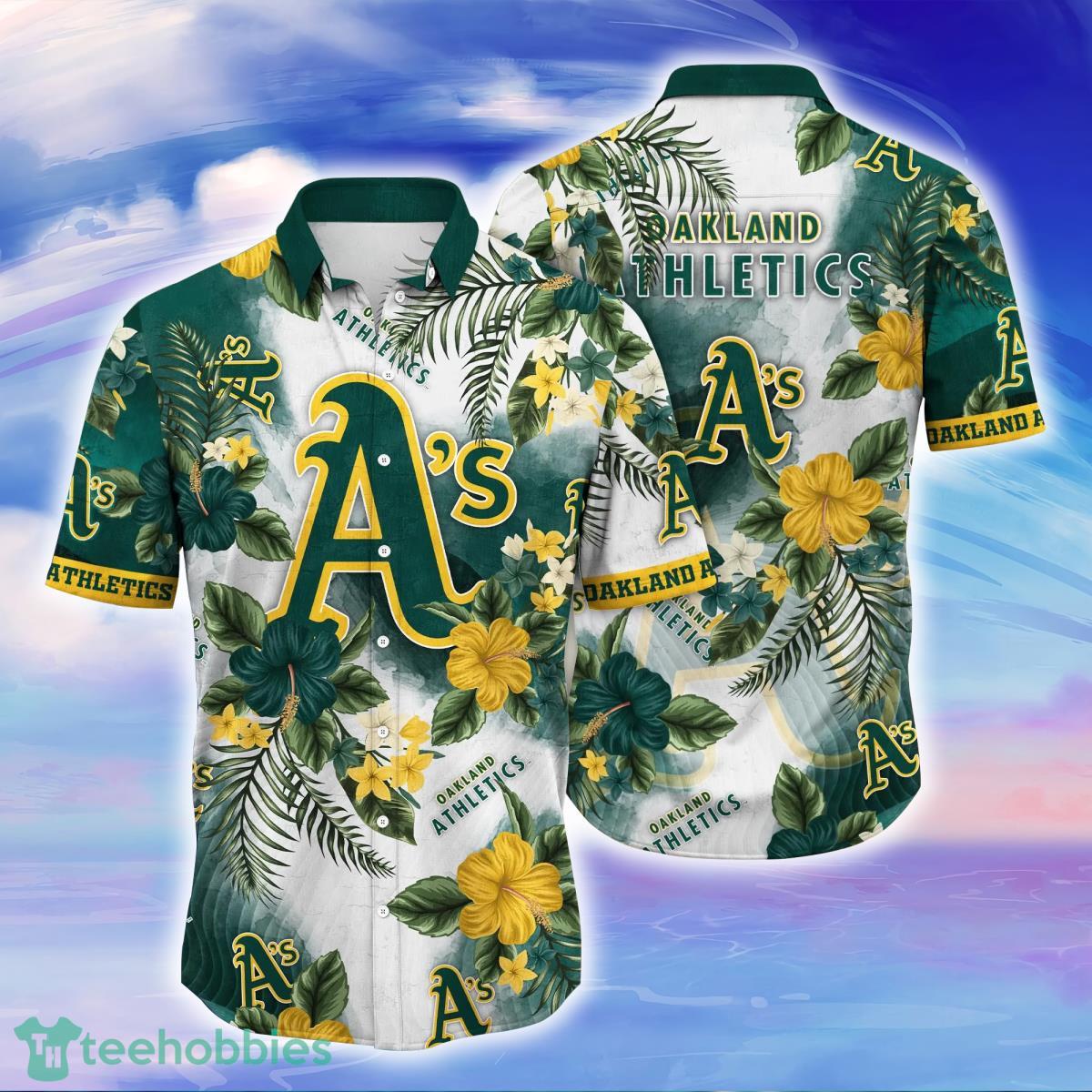 Oakland A's Sea Island Pattern Hawaiian Shirt And Shorts Summer