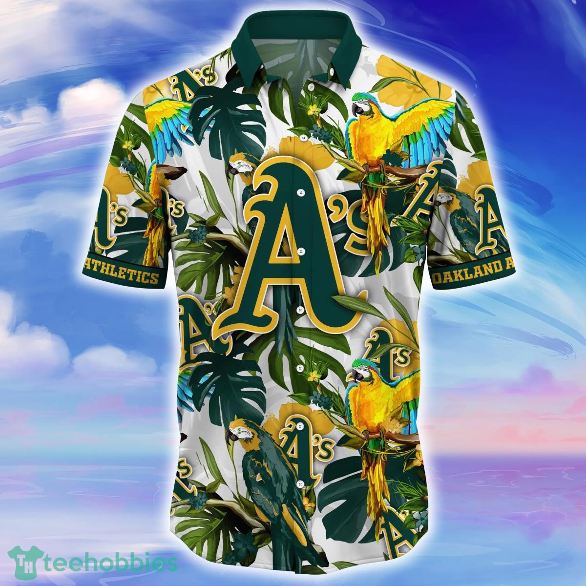 Oakland Athletics Palm Leaves Pattern Tropical Hawaiian Shirt And