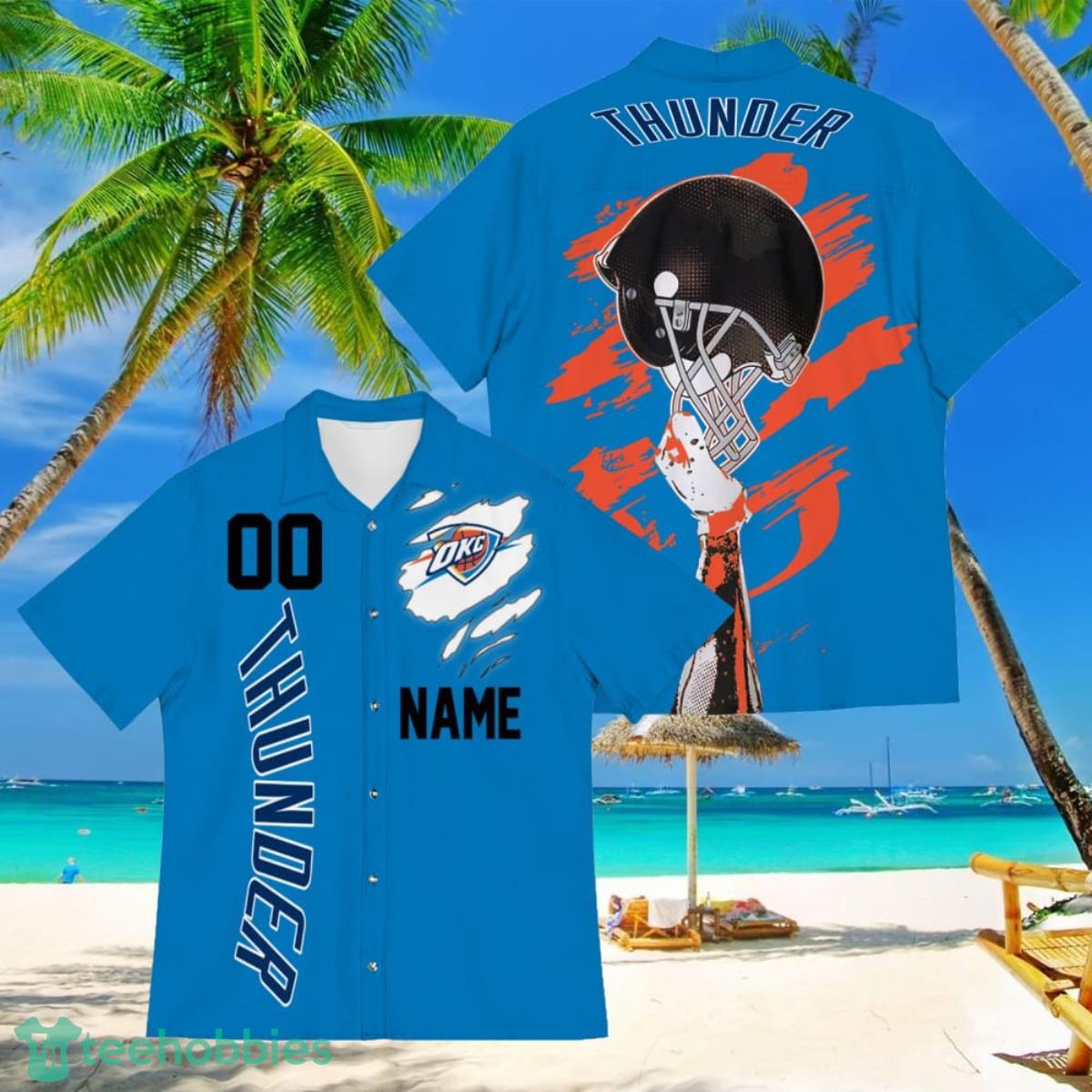 Oklahoma City Thunder Sports American Football Hawaiian Shirt Custom Name & Number Product Photo 1