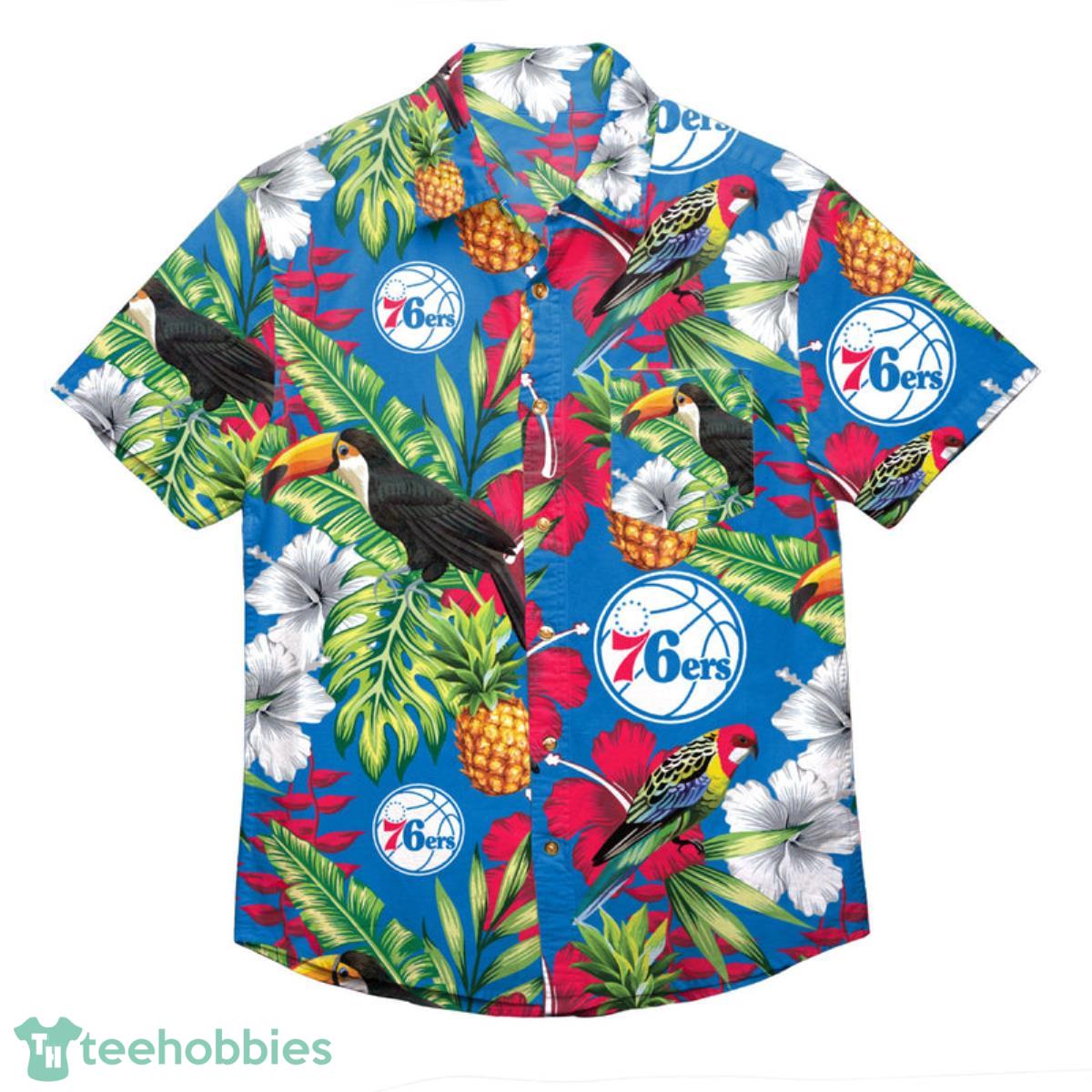 Philadelphia 76ers NBA Floral Button Up Shirt Product Photo 1 Philadelphia 76ers NBA Floral Button Up Shirt Product Photo 1