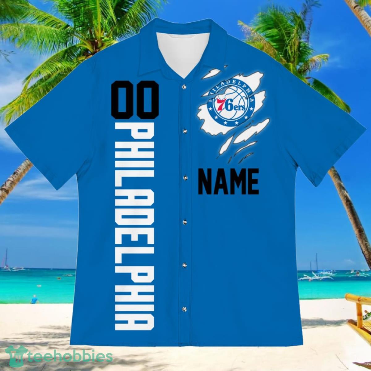 Philadelphia 76ers Sports American Football Hawaiian Shirt Custom Name & Number Product Photo 2