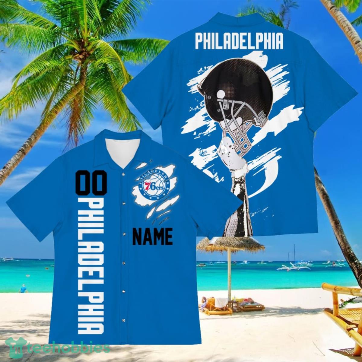Philadelphia 76ers Sports American Football Hawaiian Shirt Custom Name & Number Product Photo 1