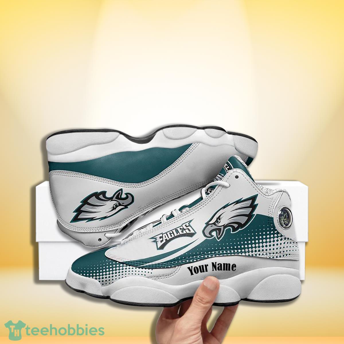 Philadelphia Eagles Football Team Custom Name Air Jordan 13 Sneakers Best Gift For Fans Product Photo 1
