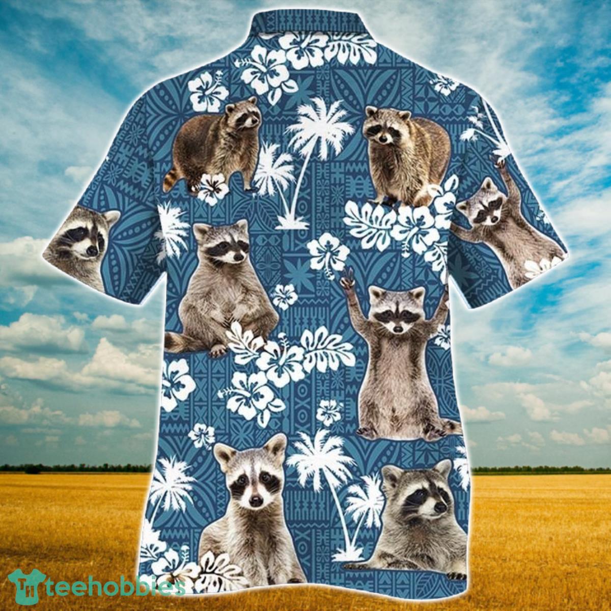 Raccon Blue Tribal All Over Printed 3D Hawaiian Shirt For Men Women Product Photo 2