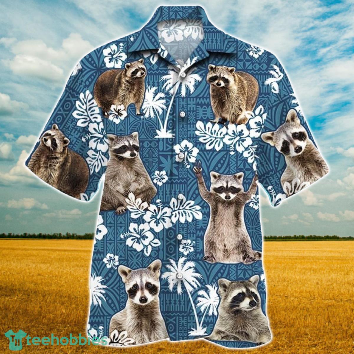 Raccon Blue Tribal All Over Printed 3D Hawaiian Shirt For Men Women Product Photo 1