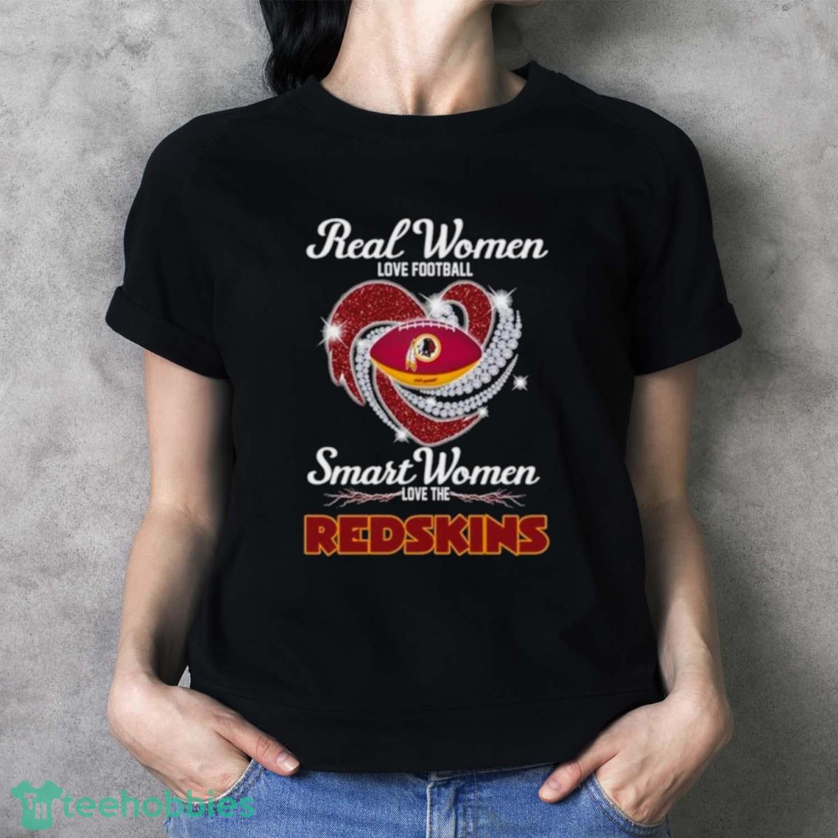 Real Women Love Football Smart Women Love The Washington Commanders 2023 Heart Diamond Shirt - Ladies T-Shirt