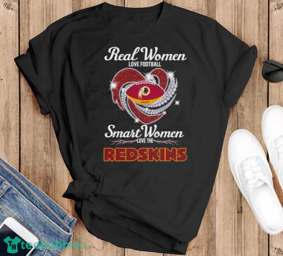 Real Women Love Football Smart Women Love The Washington Commanders 2023 Heart Diamond Shirt - Black T-Shirt