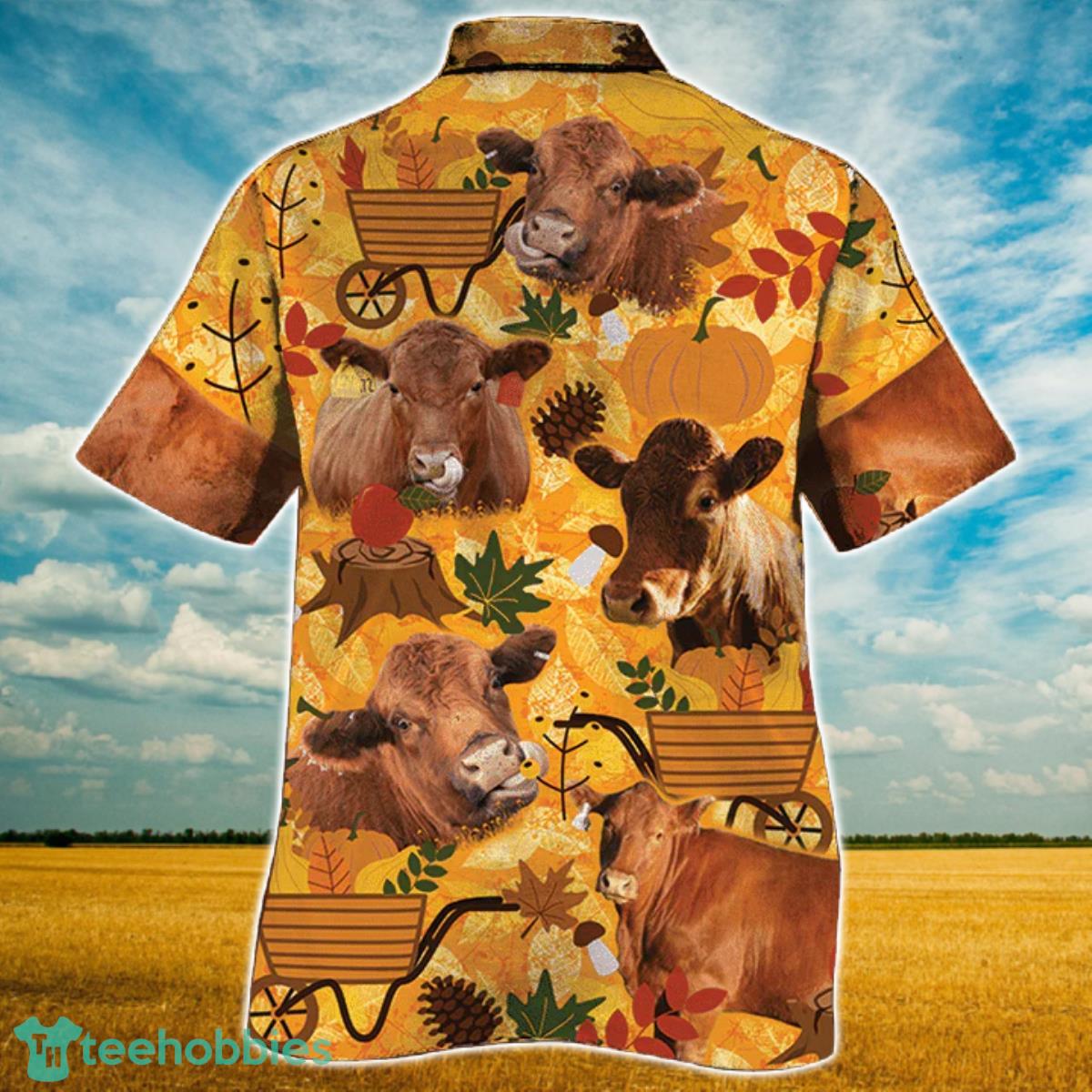 Red Angus Cattle Lovers Orange Nature Autumn Hawaiian Shirt For Men Women Product Photo 2