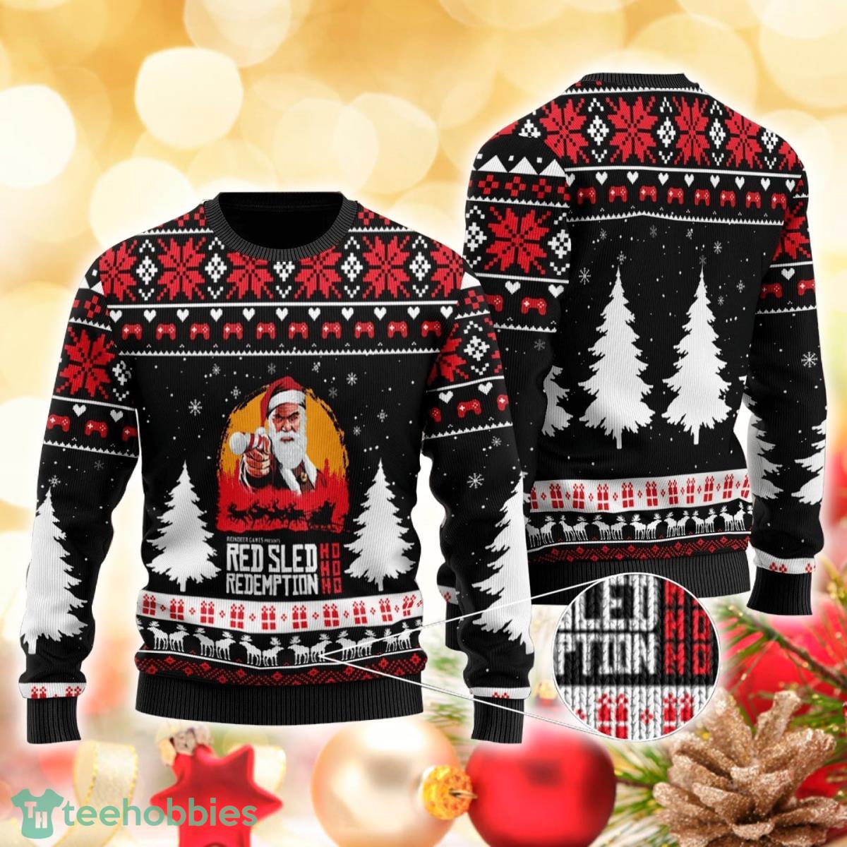 Red Sled Redemption 3D Sweater Ugly Christmas Sweater For Men Women Product Photo 1