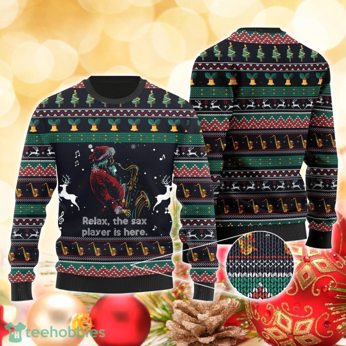 Relax The Sax 3D Sweater Ugly Christmas Sweater For Men Women Product Photo 1