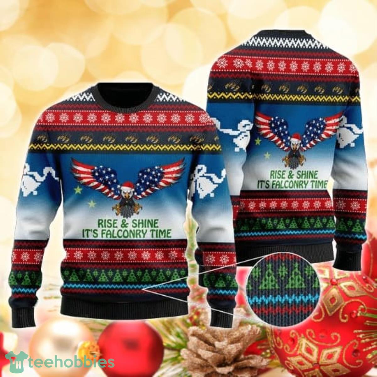 Rise And Shine It’s Falconry Time Alaska Eagle 3D Sweater Ugly Christmas Sweater For Men Women Product Photo 1