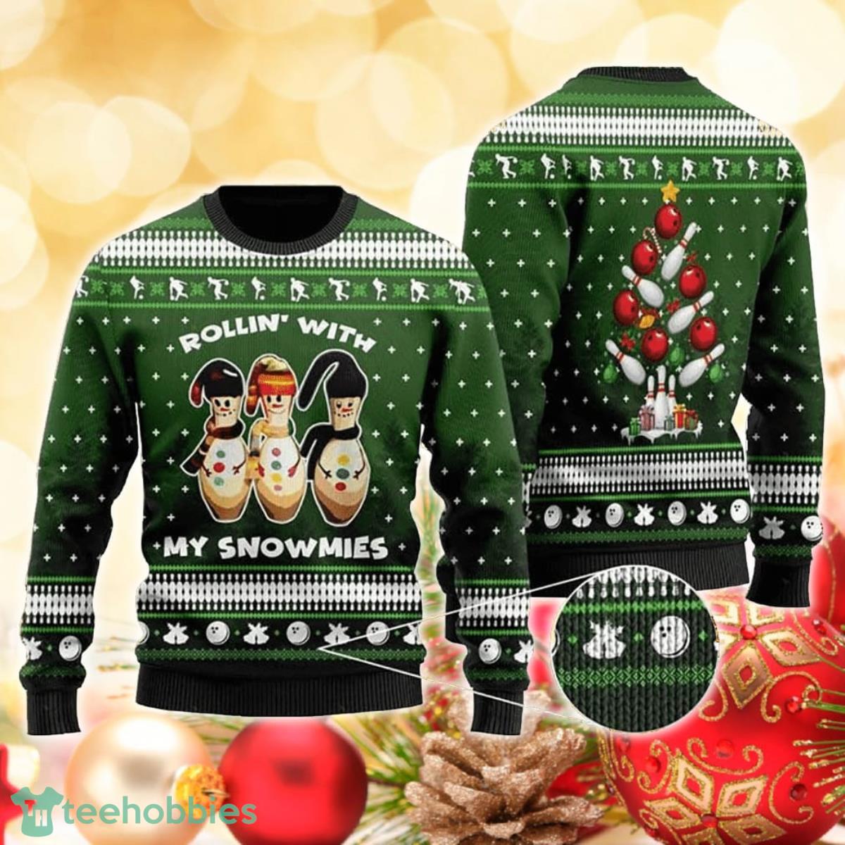 Rollin With My Snowmies 3D Sweater Ugly Christmas Sweater For Men Women Product Photo 1
