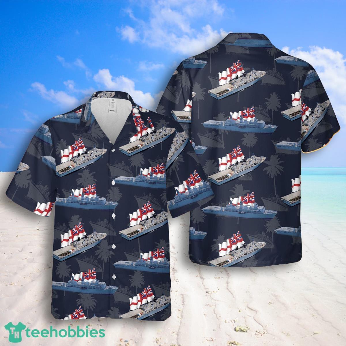 Royal Navy HMS Albion Class Hawaiian Shirt And Shorts Great Style For Men Product Photo 1